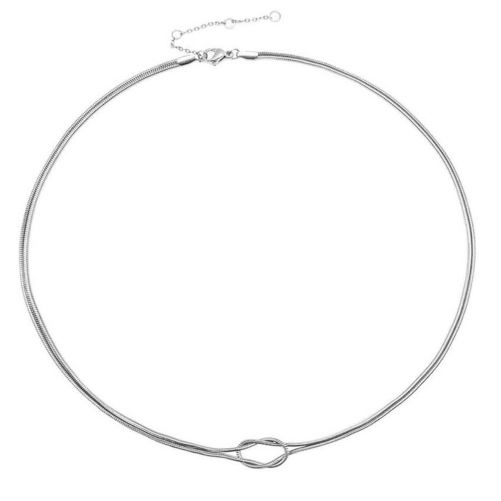 💞 New Elegant Silver Knot Choker Necklace